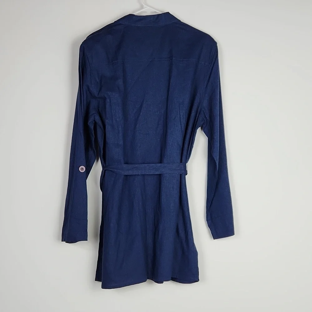 NWT Women's Blue Linen Blend Jacket by Jessica Holbrook size L - Picture 6 of 6